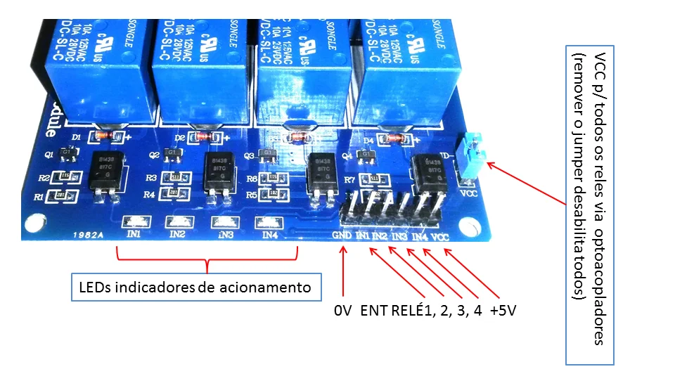 Módulo Relé 4 Canais 5v Arduino - Imagem 3